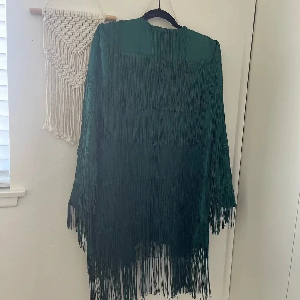 House of Harlow 1960 x Revolve Ramsey Fringe Jacket in Emerald Green - Picture 2 of 8